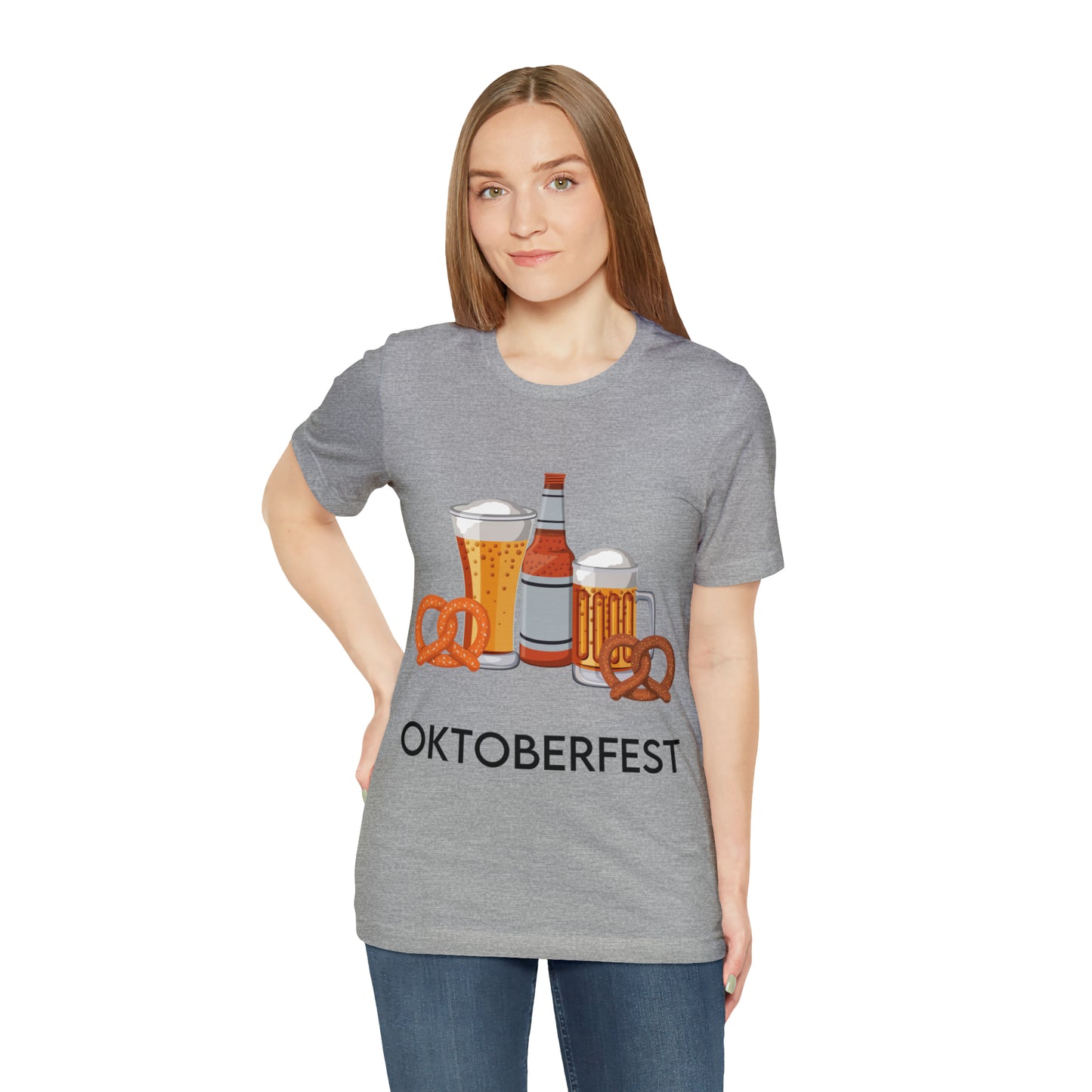 Oktoberfest Beer Mugs, Bottles, and Pretzels T-Shirt - Classic Unisex Tee for Festive Fun! Unisex Jersey Short Sleeve Tee