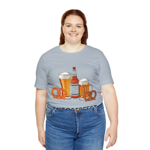 Oktoberfest Beer Mugs, Bottles, and Pretzels T-Shirt - Classic Unisex Tee for Festive Fun! Unisex Jersey Short Sleeve Tee