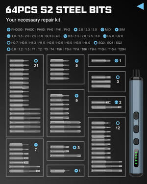 PrecisionPro PowerGrip 64 - 64 in 1 Electric Screwdriver Drill Set