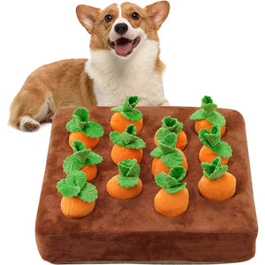 Bunny's Harvest: 12-Piece Interactive Carrot Hunt Snuffle Mat for Dogs