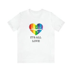 Radiant Embrace: LGBTQIA+ Pride T-Shirt  It's All Love