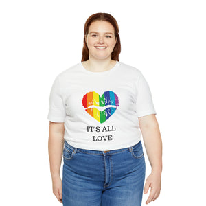 Radiant Embrace: LGBTQIA+ Pride T-Shirt  It's All Love